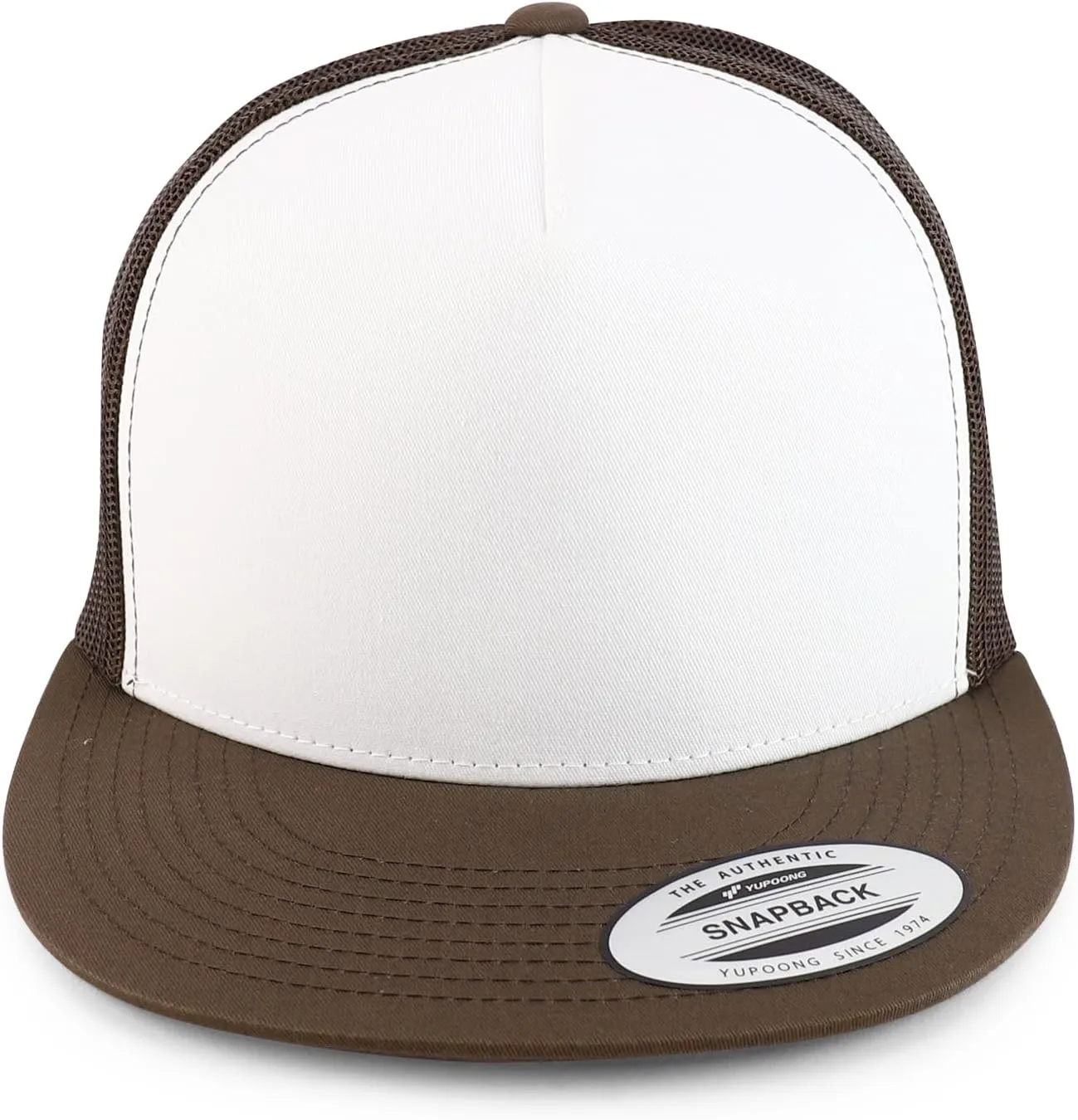 Trendy Apparel Shop Flexfit Brand 5 Panel 2 Tone Flatbill Mesh Classic Snapback Cap