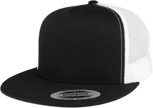 Trendy Apparel Shop Flexfit Brand 5 Panel 2 Tone Flatbill Mesh Classic Snapback Cap