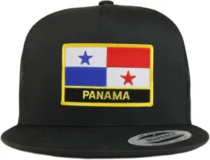 Trendy Apparel Shop Panama Flag 5 Panel Flatbill Trucker Mesh Snapback Cap