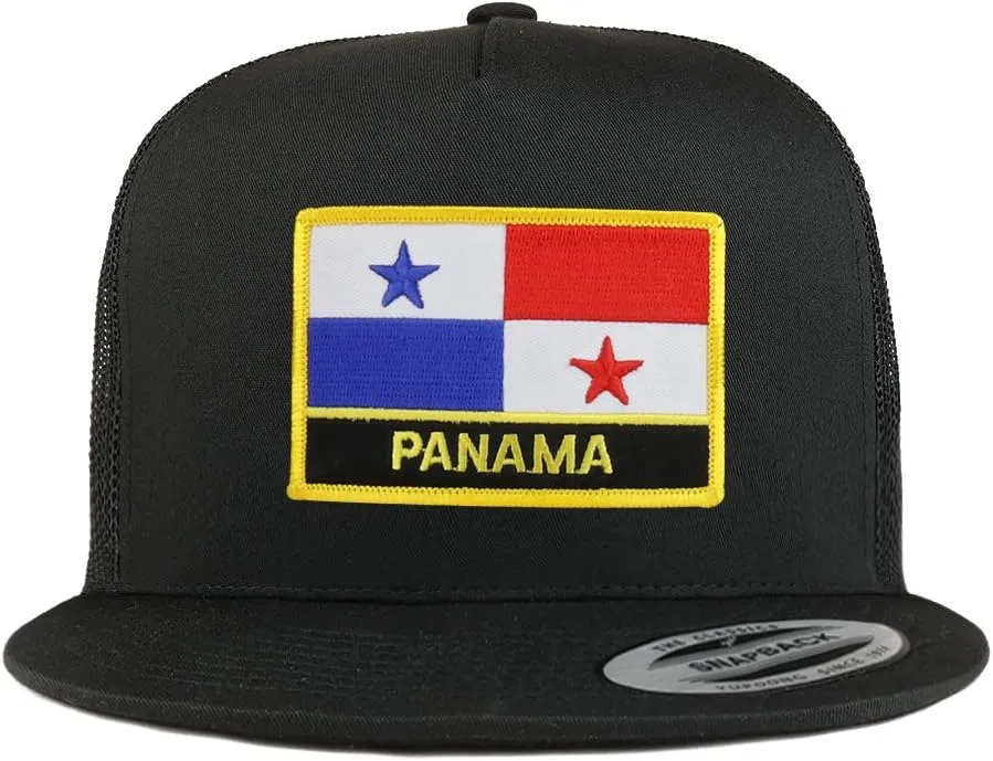 Trendy Apparel Shop Panama Flag 5 Panel Flatbill Trucker Mesh Snapback Cap