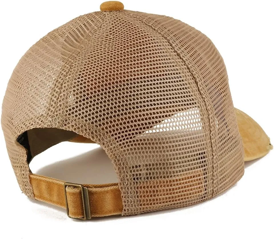 Trendy Apparel Shop Pigment Dyed Front Mesh Back Frayed Bill Trucker Cap