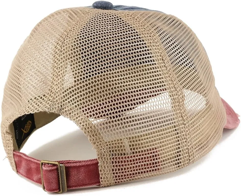 Trendy Apparel Shop Pigment Dyed Front Mesh Back Frayed Bill Trucker Cap