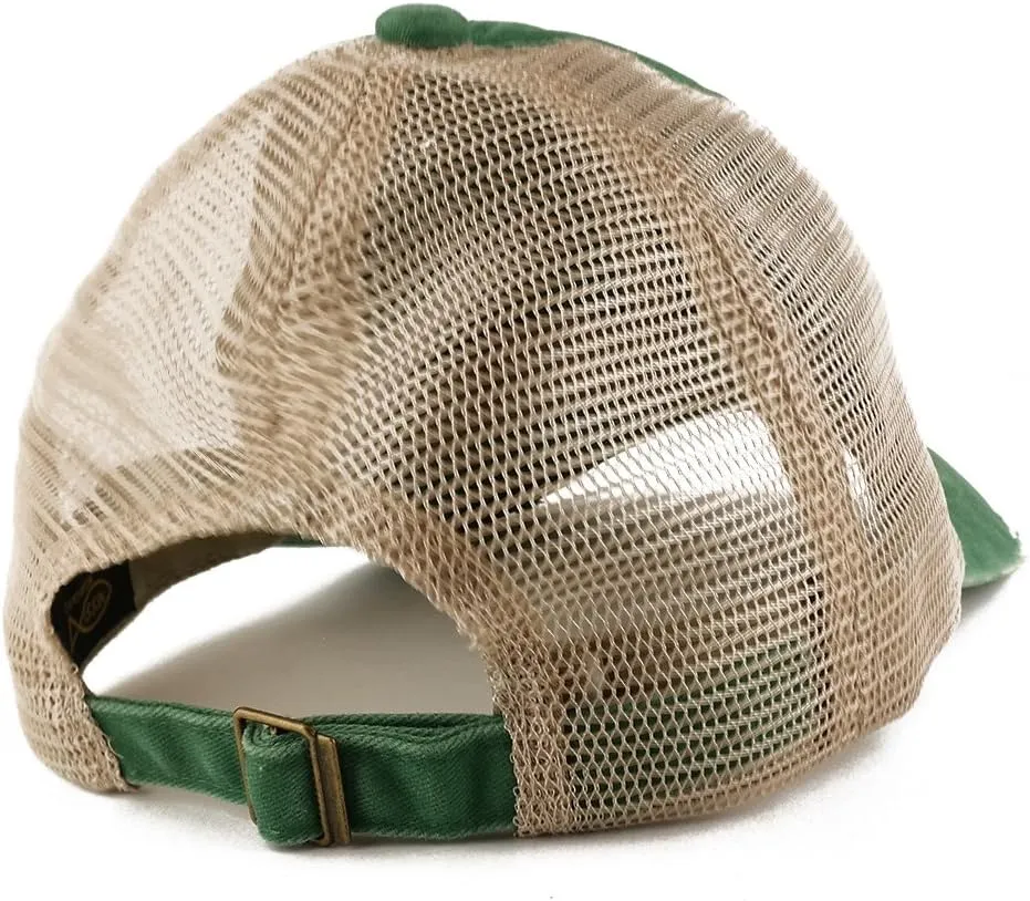 Trendy Apparel Shop Pigment Dyed Front Mesh Back Frayed Bill Trucker Cap