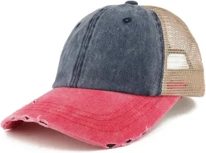 Trendy Apparel Shop Pigment Dyed Front Mesh Back Frayed Bill Trucker Cap