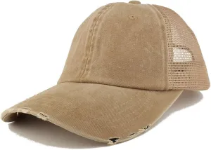 Trendy Apparel Shop Pigment Dyed Front Mesh Back Frayed Bill Trucker Cap