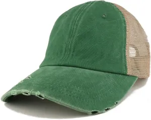 Trendy Apparel Shop Pigment Dyed Front Mesh Back Frayed Bill Trucker Cap