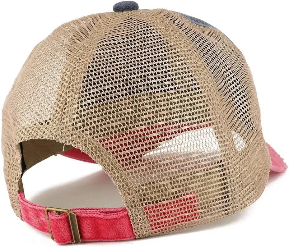Trendy Apparel Shop Pigment Dyed Front Mesh Back Frayed Bill Trucker Cap