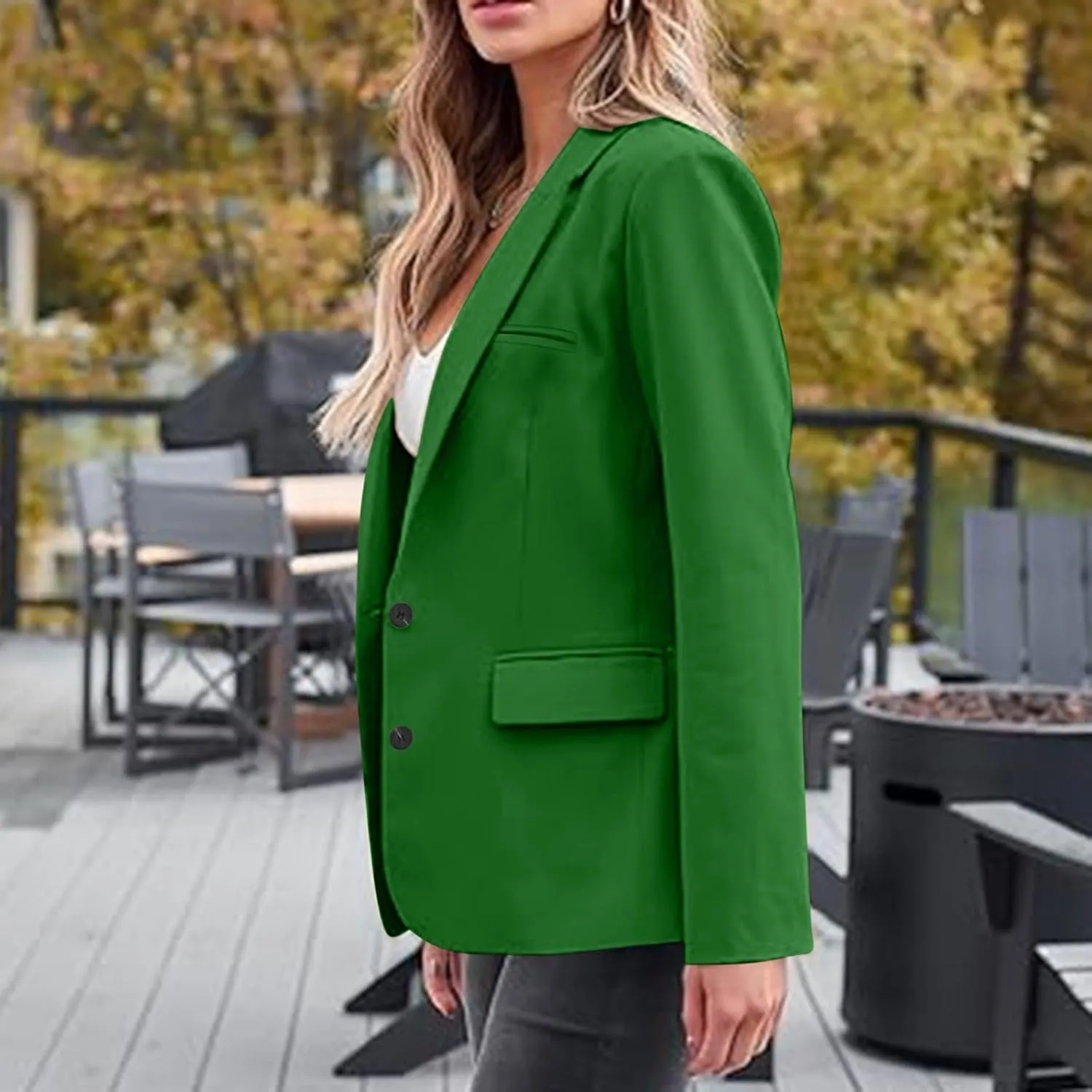 Trendy Blaze for Elegant Women 2024 Business Casual Buttoned Cardigan Suit Jacket Long Sleeve Lapel Padded Blazers