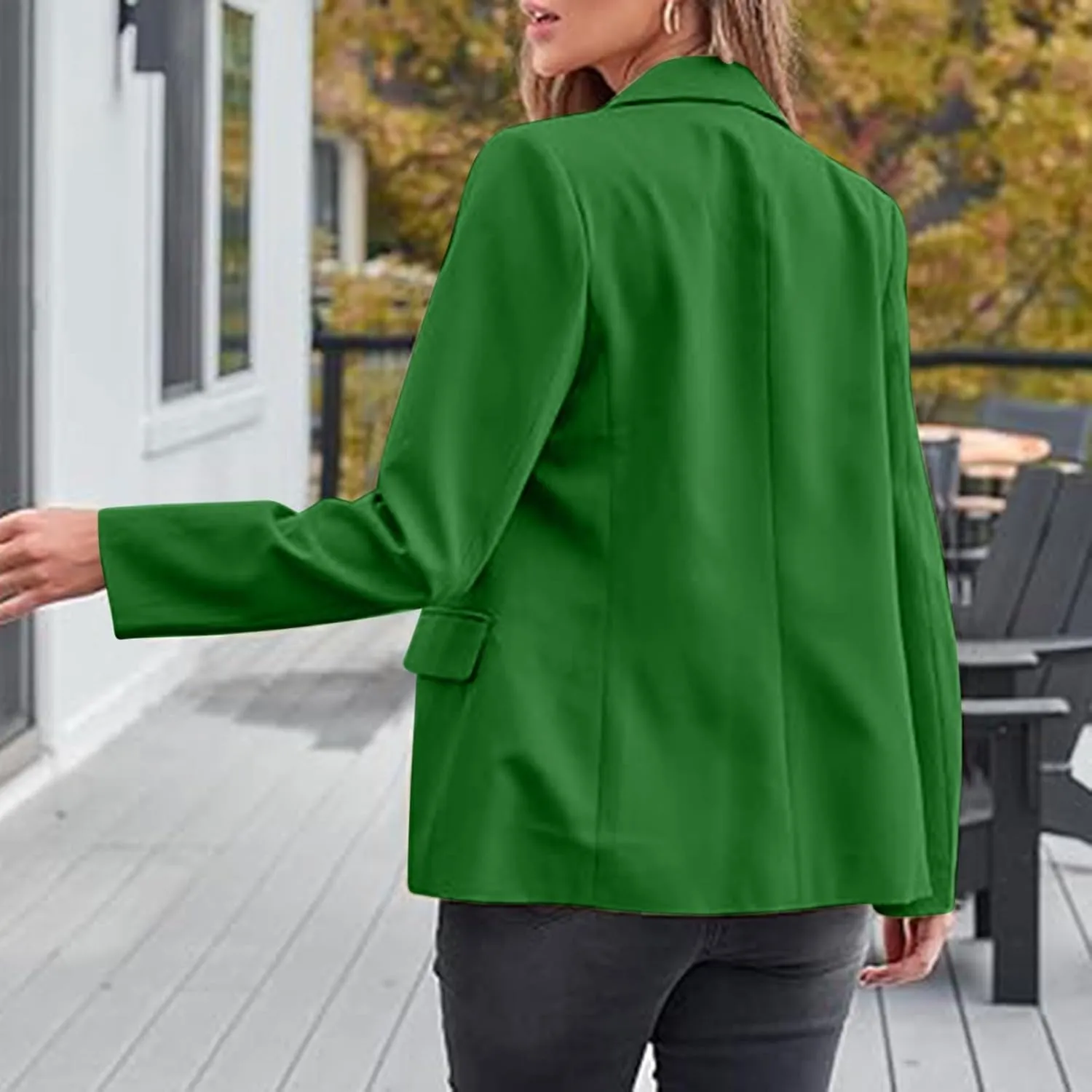 Trendy Blaze for Elegant Women 2024 Business Casual Buttoned Cardigan Suit Jacket Long Sleeve Lapel Padded Blazers