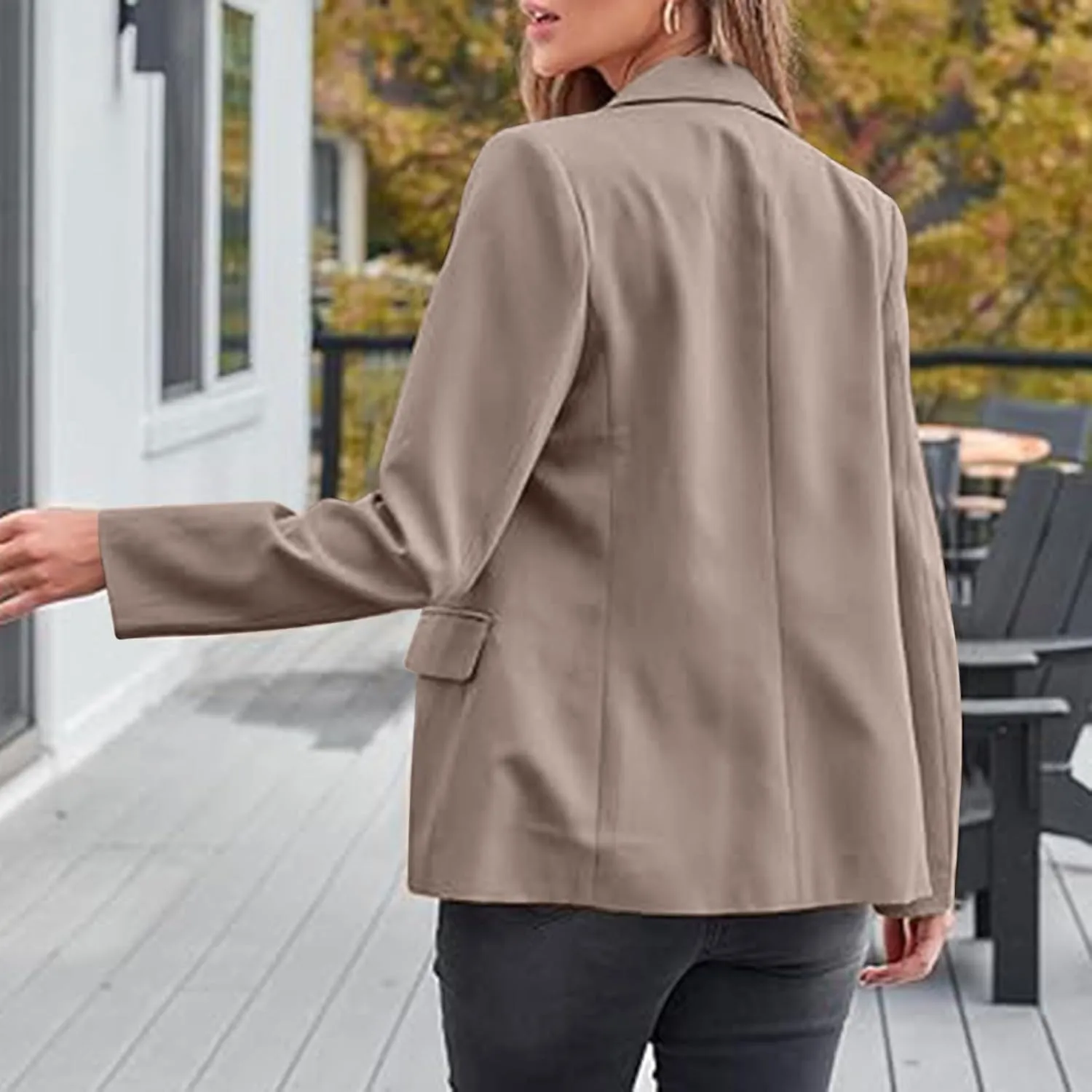 Trendy Blaze for Elegant Women 2024 Business Casual Buttoned Cardigan Suit Jacket Long Sleeve Lapel Padded Blazers