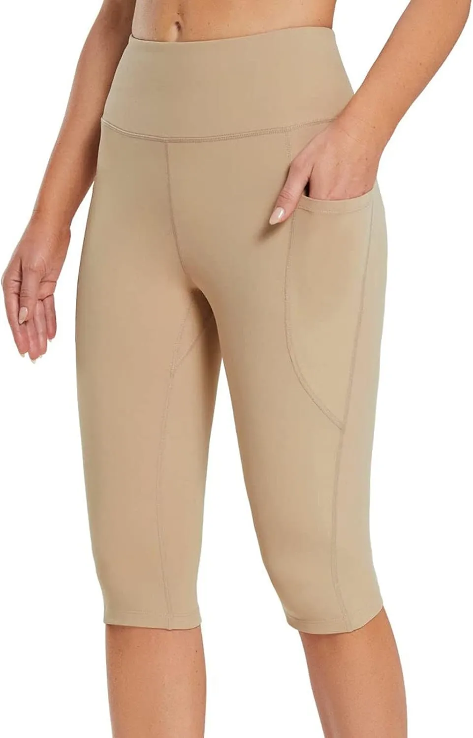 Uillui Capri Leggings with Pockets for Women Tummy Control Stretch High Waisted Yoga Pants Summer Workout Running Leggings