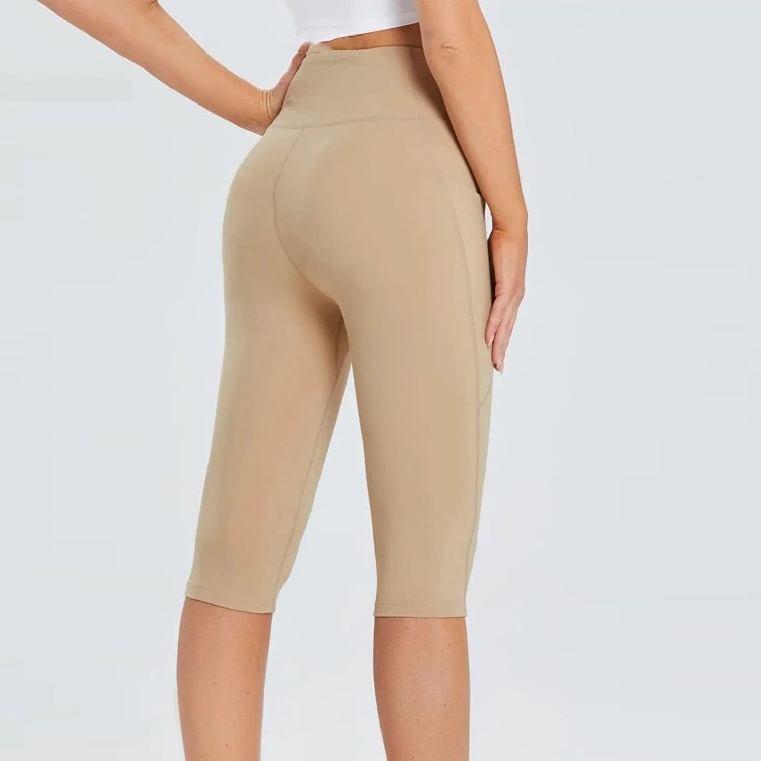 Uillui Capri Leggings with Pockets for Women Tummy Control Stretch High Waisted Yoga Pants Summer Workout Running Leggings