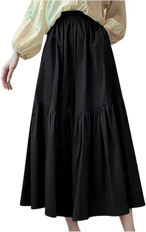 Uillui Women's Wide Leg Capri Palazzo Pants High Waist Loose Fit Casual Crop Flowy Pants Cute Summer Skirt Pants Culottes