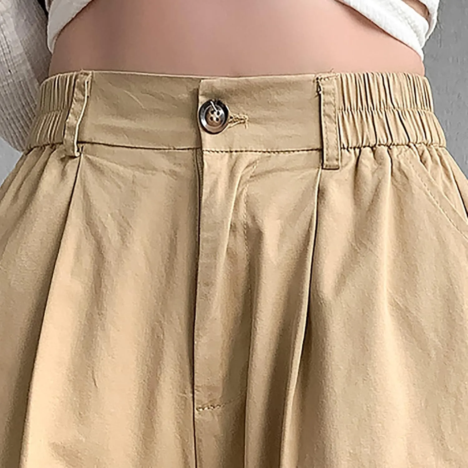 Uillui Women's Wide Leg Capri Palazzo Pants High Waist Loose Fit Casual Crop Flowy Pants Cute Summer Skirt Pants Culottes