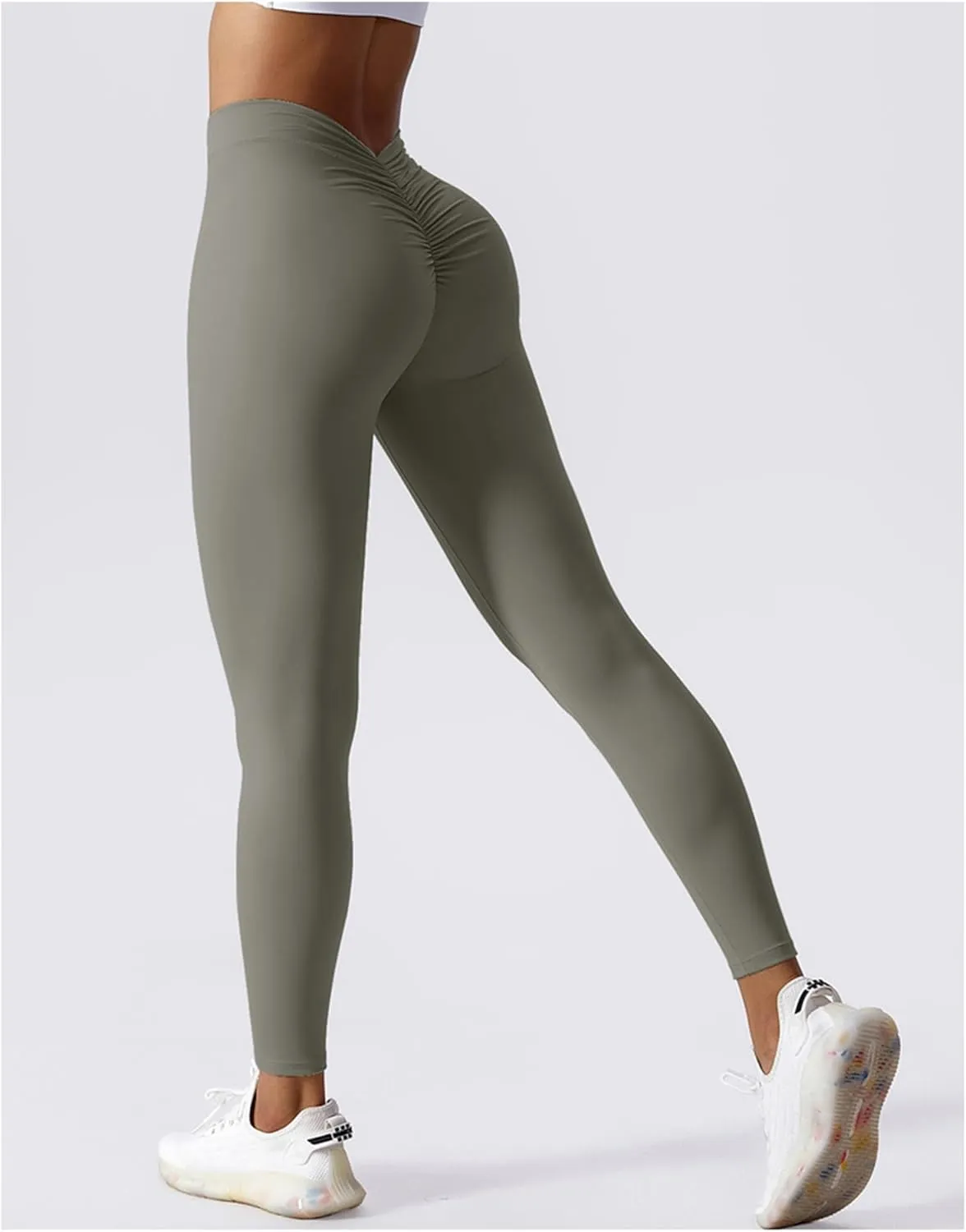 V Back Scrunch Butt Lifting Leggings for Women Tummy Control High Waist Yoga Pants Compression Leggings Tights