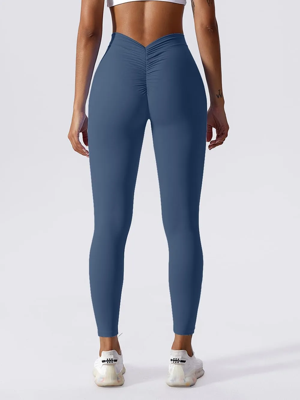 V Back Scrunch Butt Lifting Leggings for Women Tummy Control High Waist Yoga Pants Compression Leggings Tights