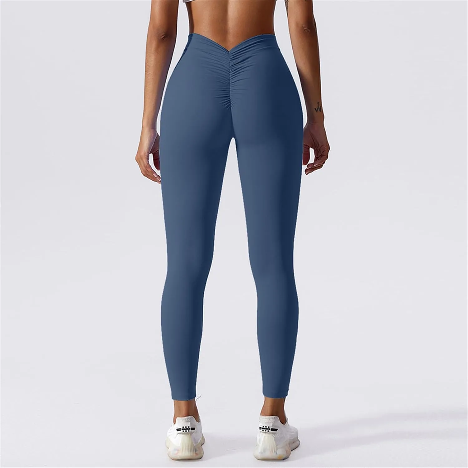 V Back Scrunch Butt Lifting Leggings for Women Tummy Control High Waist Yoga Pants Compression Leggings Tights