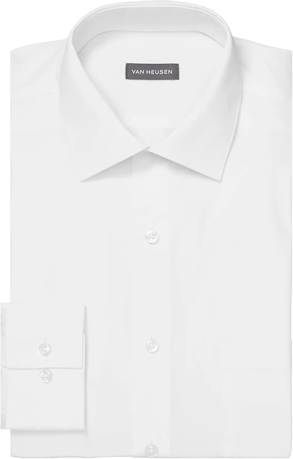 Van Heusen Men's Regular Fit Poplin Solid Spread Collar Dress Shirt