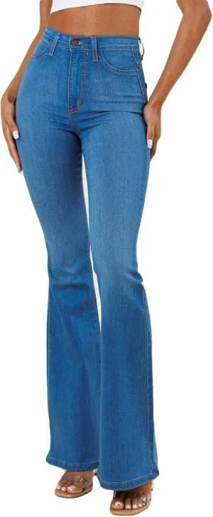 Vibrant M.I.U. Women’s Flare Jeans – High Waisted Bell Bottom Casual Denim Classic Flared Pants with Pockets