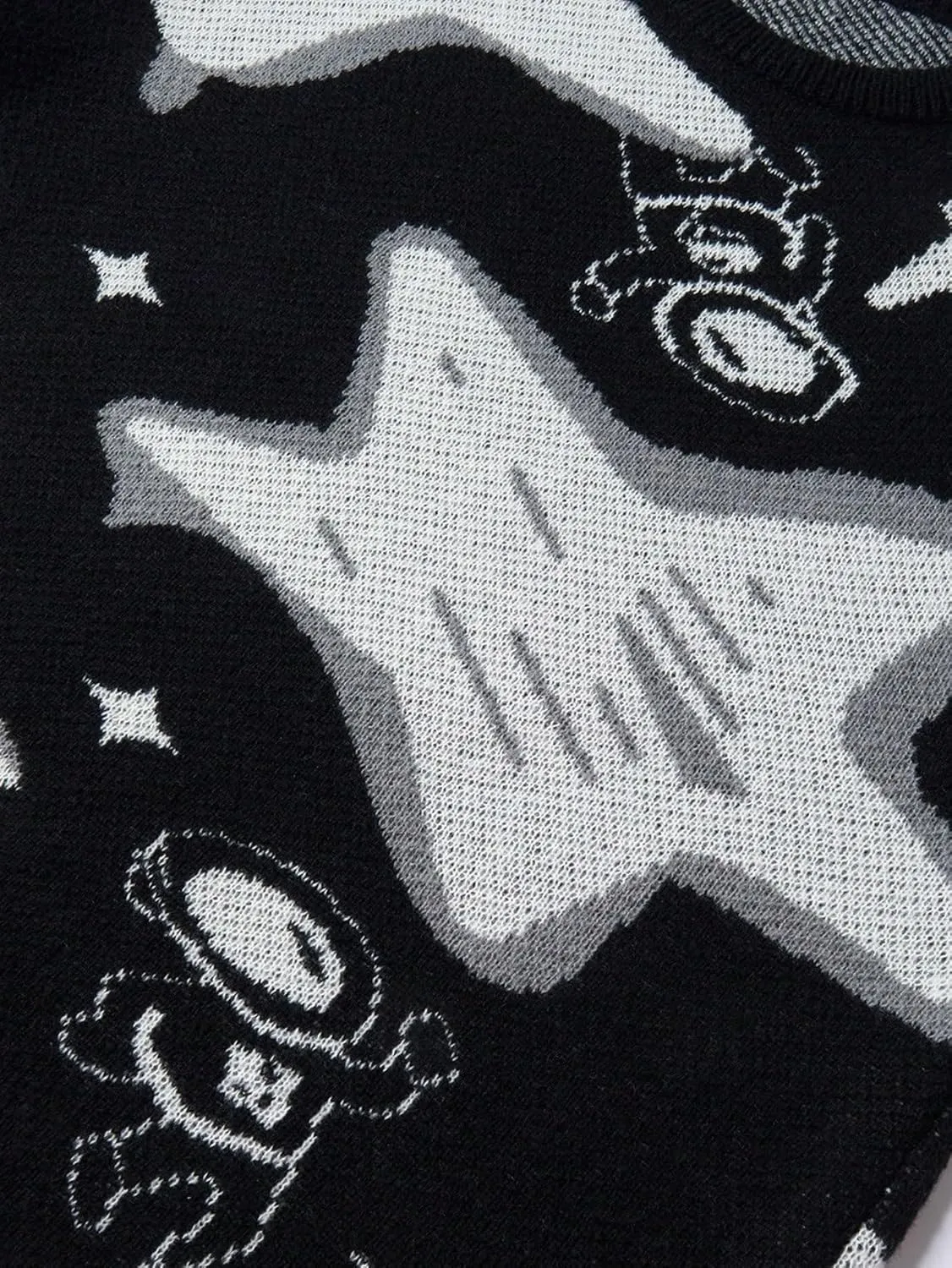 WDIRARA Men's Retro Star Print Sweater Crewneck Long Sleeve Pullover Tops