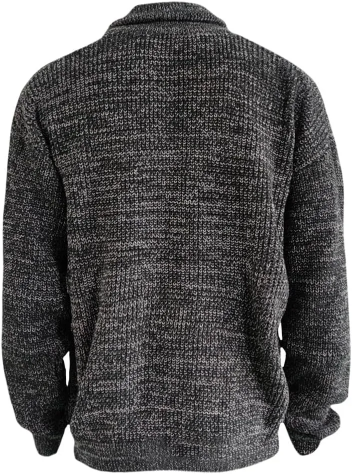 Western Sweater for Men Cable Knit Cardigan Sweater Shawl Collar Loose Fit Long Sleeve Vintage Sweater with Pockets