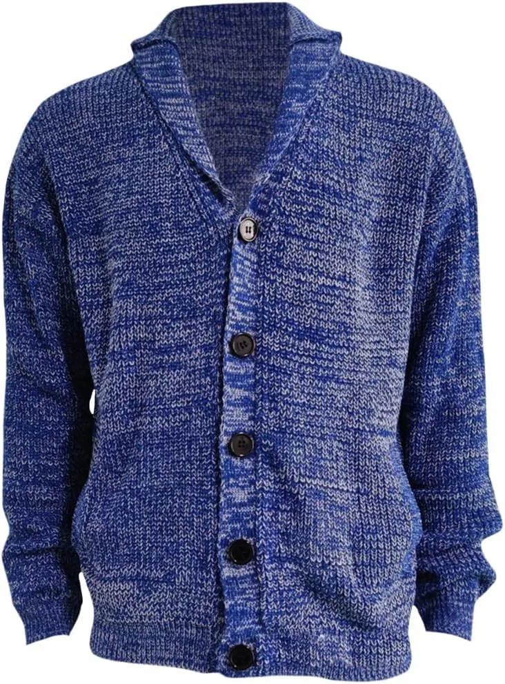 Western Sweater for Men Cable Knit Cardigan Sweater Shawl Collar Loose Fit Long Sleeve Vintage Sweater with Pockets