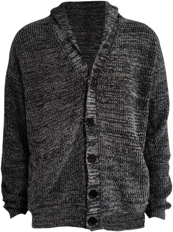 Western Sweater for Men Cable Knit Cardigan Sweater Shawl Collar Loose Fit Long Sleeve Vintage Sweater with Pockets