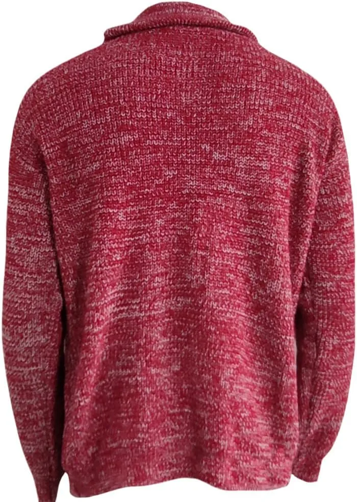 Western Sweater for Men Cable Knit Cardigan Sweater Shawl Collar Loose Fit Long Sleeve Vintage Sweater with Pockets