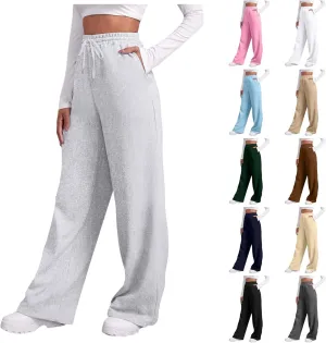 Wide Leg Sweatpants Women Fashion High Waisted Baggy Flared Pants Loose Fit Athletic Joggers with Pockets