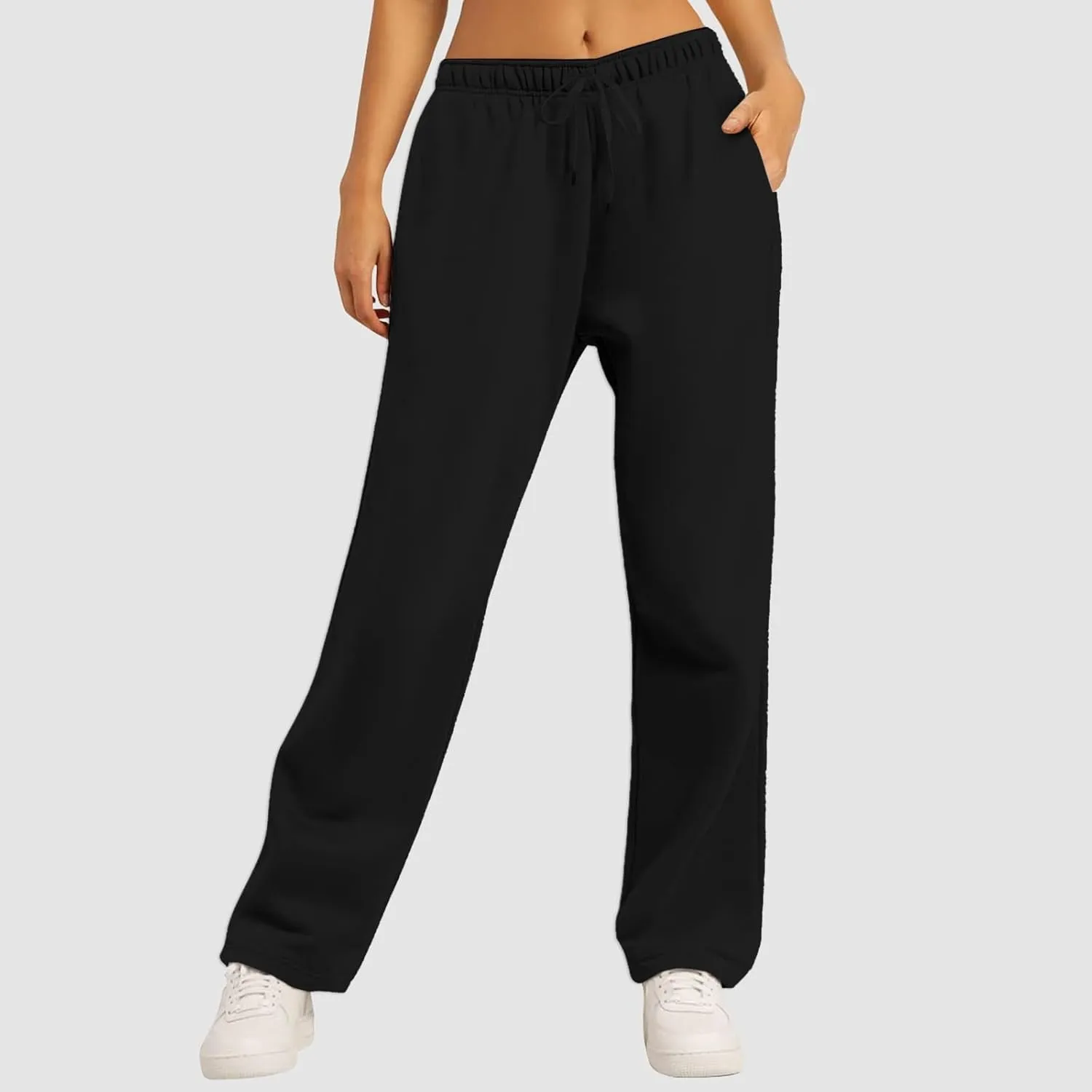Wide Leg Sweatpants Women Fashion High Waisted Baggy Flared Pants Loose Fit Athletic Joggers with Pockets
