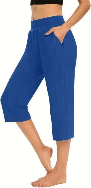 Wide Leg Yoga Pants for Women Casual Loose Soft Lounge Capris Cropped Pant Trousers High Waisted Athletic Sweatpants