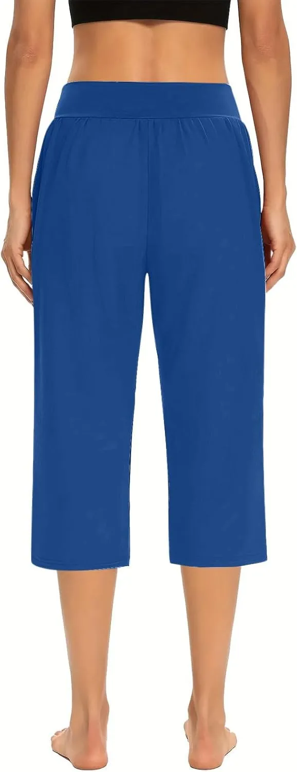 Wide Leg Yoga Pants for Women Casual Loose Soft Lounge Capris Cropped Pant Trousers High Waisted Athletic Sweatpants