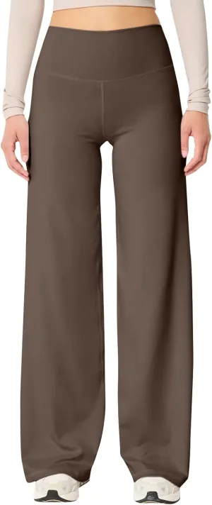 Wide Leg Yoga Pants Women Elastic High Waisted Lounge Pants Slim Fit Leggings Pull on Trousers Straight Leg Casual Pants