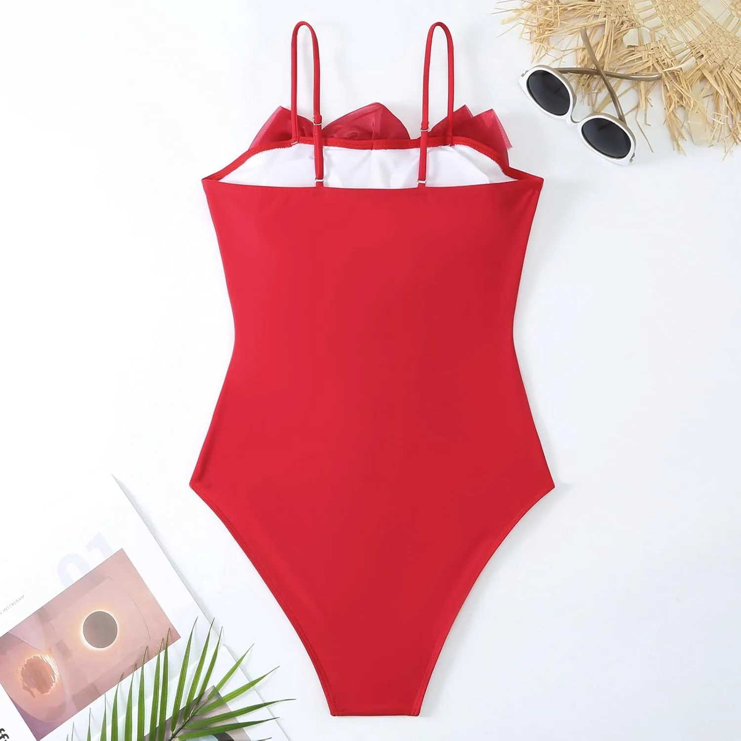 Women Big Flowers 1Piece Swimwear 1 Piece Cover UP Two Piece Vintage Print Swimsuit Monokini High Waist Thong