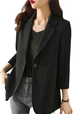 Women Blazer Office Ladies Classy Suit Jacket Workwear Outerwear
