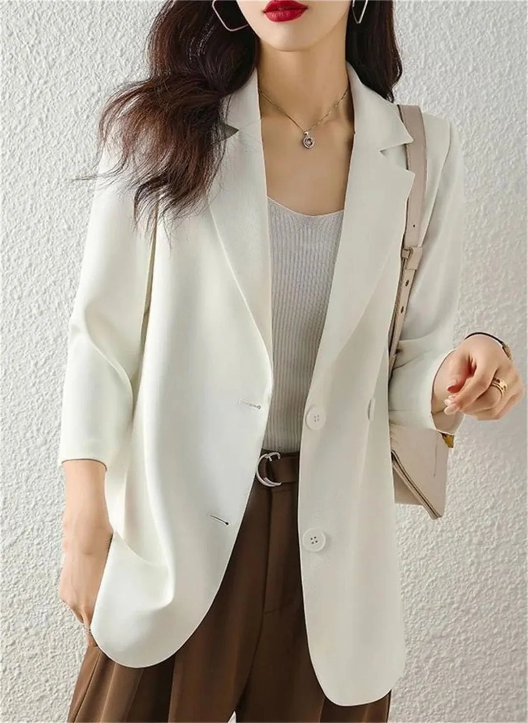 Women Blazer Office Ladies Classy Suit Jacket Workwear Outerwear
