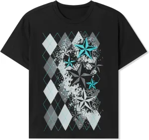 Women Fairy Grunge Y2k Shirts Short Sleeve Gothic Graphic Top Vintage Print Crop Tee Aesthetic Oversized Clothes