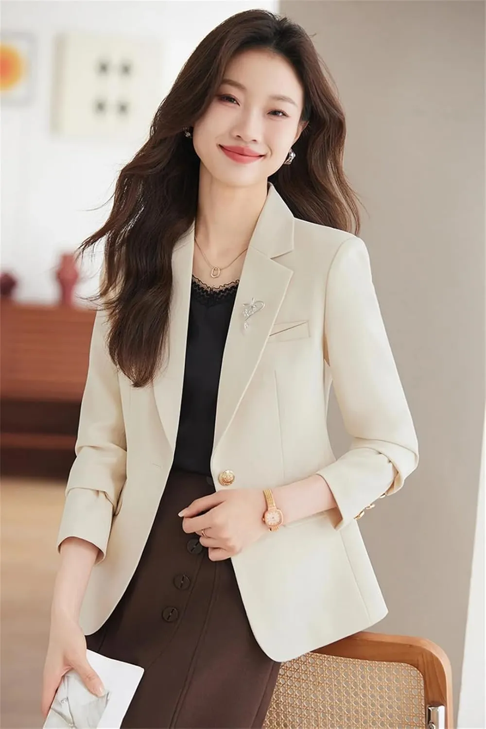 Women Formal Blazer Jackets Office Ladies Slim Business Work Wear Uniform Outerwear