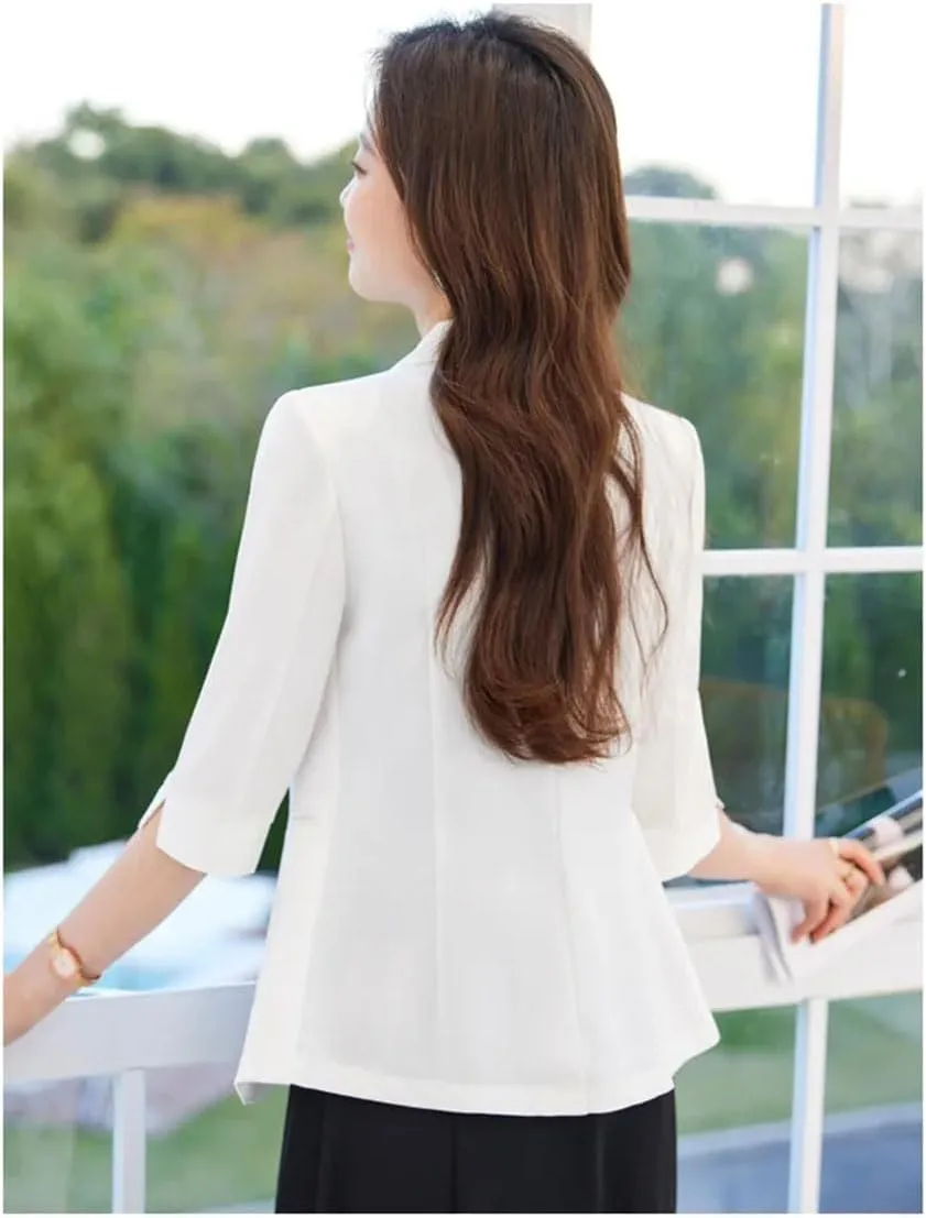 Women Half Sleeve Small Suit Jacket Spring Summer Office Ladies Blazer Coat