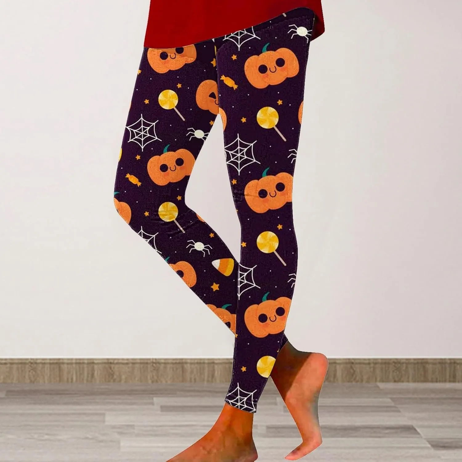 Women Halloween Leggings Striped Halloween Print Collection High Waist Women's Leggings Compression Pants Yoga