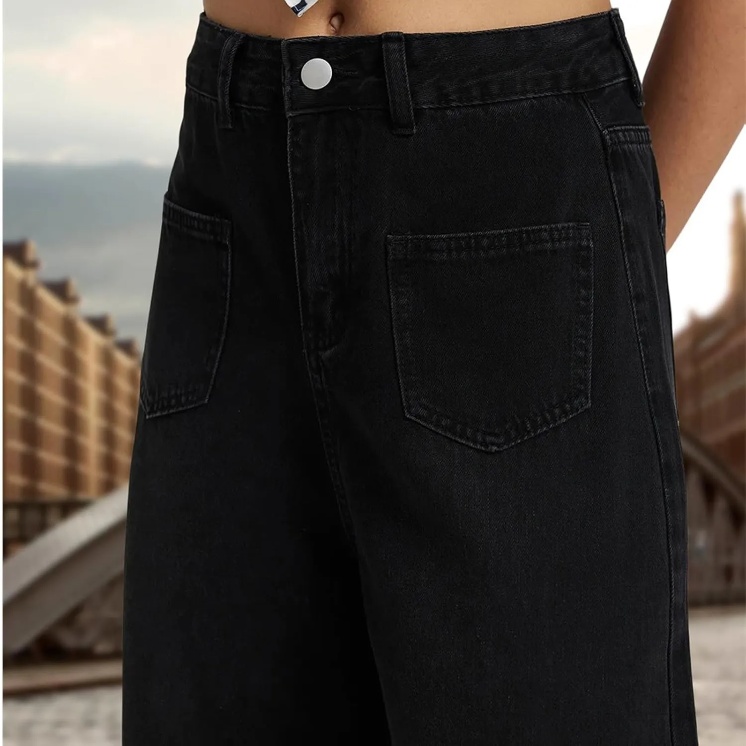 Women Jeans High Waisted Trendy Stretch Boyfriend Baggy Jeans Straight Wide Leg Casual Denim Pants Teen Girls Trousers