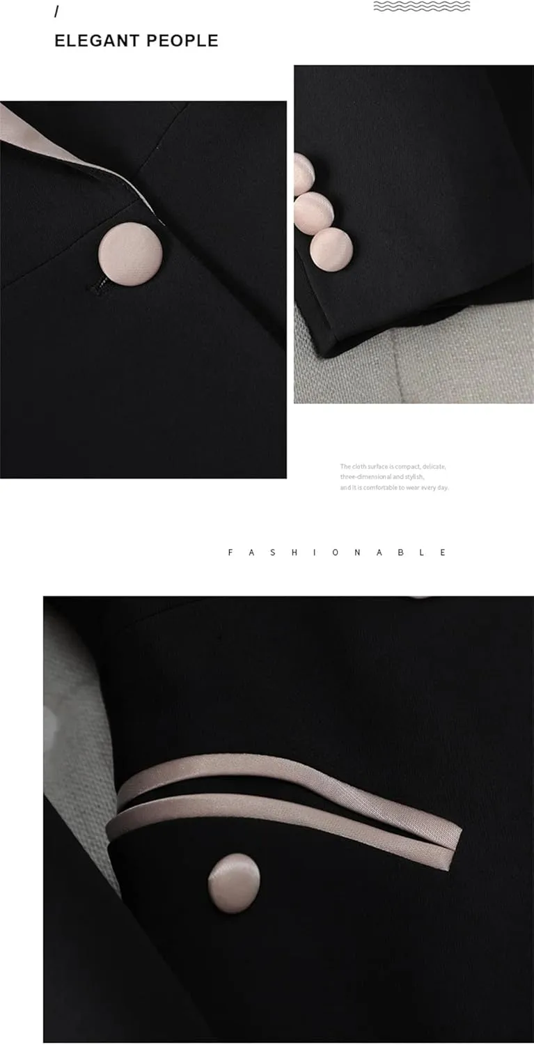 Women Long Sleeve Professional Patchwork Double Breasted Suit Jacket Westernwear Tailored Blazer