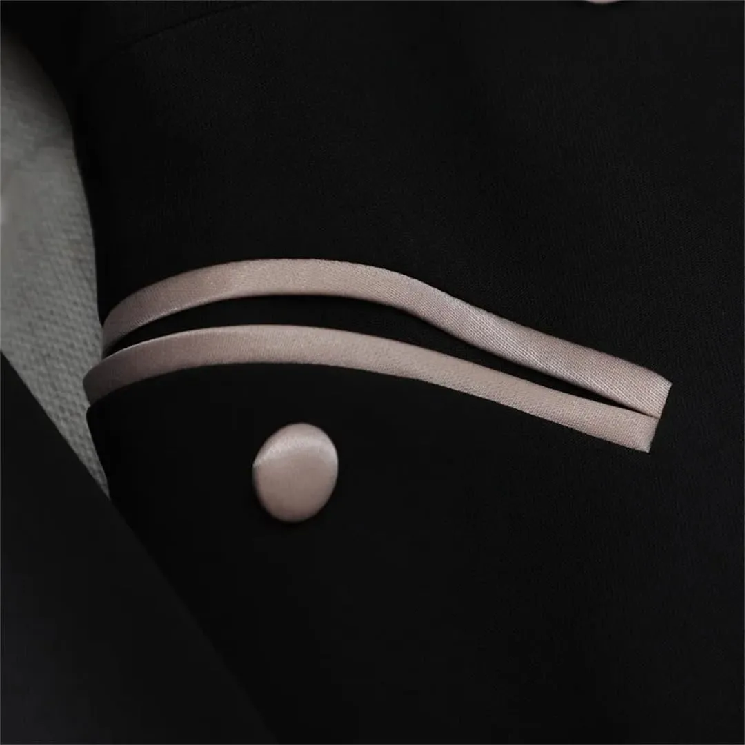 Women Long Sleeve Professional Patchwork Double Breasted Suit Jacket Westernwear Tailored Blazer