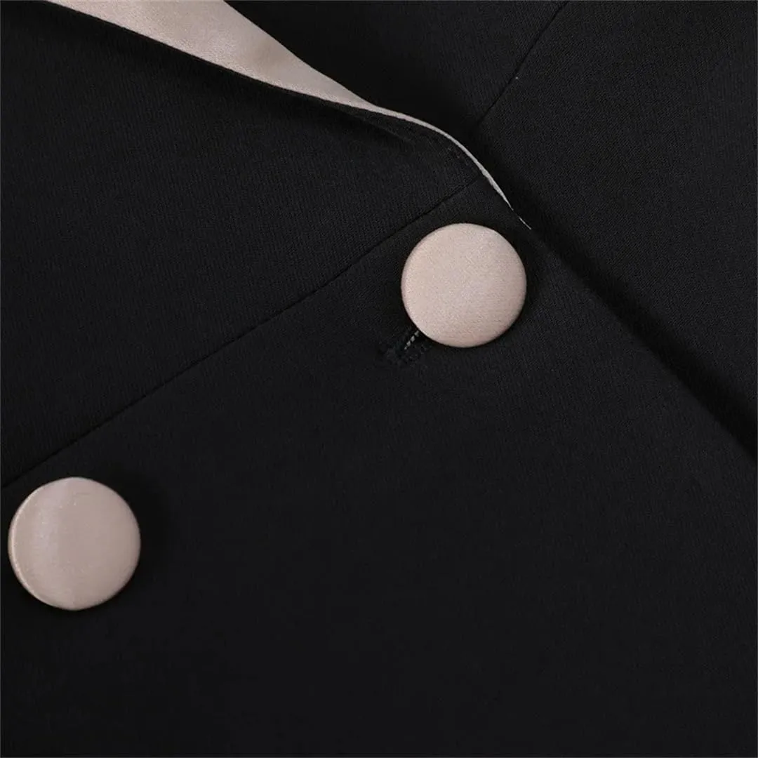 Women Long Sleeve Professional Patchwork Double Breasted Suit Jacket Westernwear Tailored Blazer