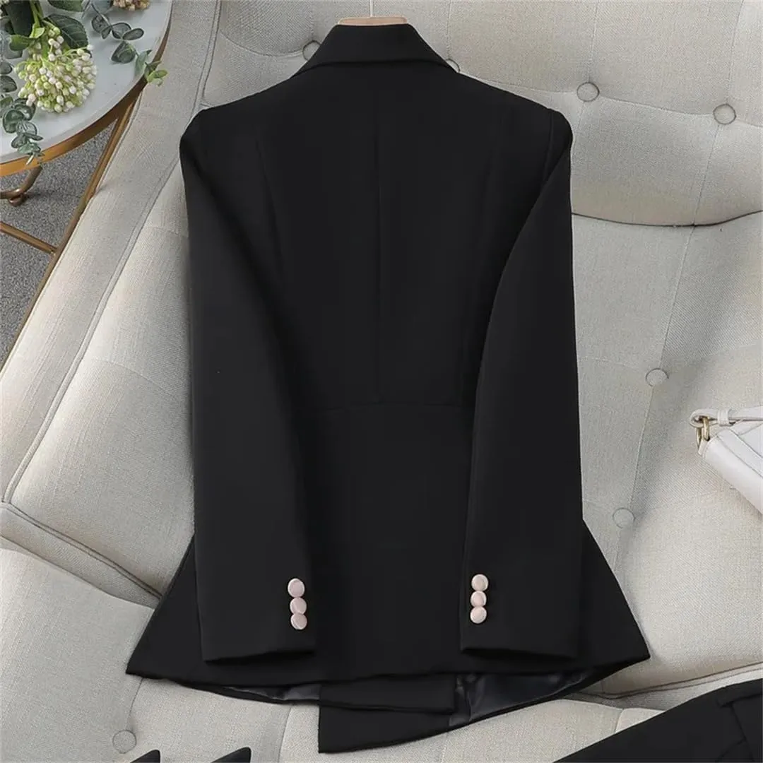 Women Long Sleeve Professional Patchwork Double Breasted Suit Jacket Westernwear Tailored Blazer