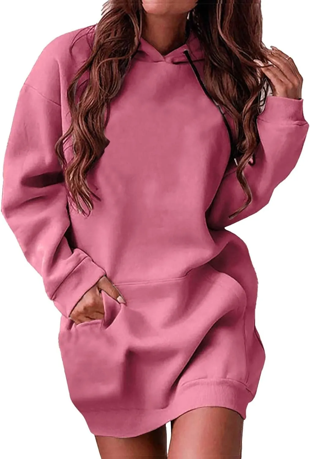 Women Oversized Tunic Hoodie Drawstring Winter Plus Size Sweatshirt Fall Casual Loungewear Pullover Tops with Pockets