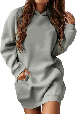 Women Oversized Tunic Hoodie Drawstring Winter Plus Size Sweatshirt Fall Casual Loungewear Pullover Tops with Pockets