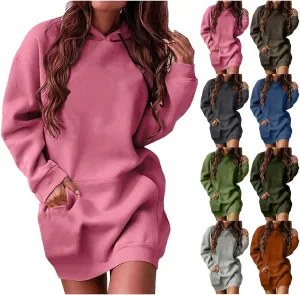 Women Oversized Tunic Hoodie Drawstring Winter Plus Size Sweatshirt Fall Casual Loungewear Pullover Tops with Pockets