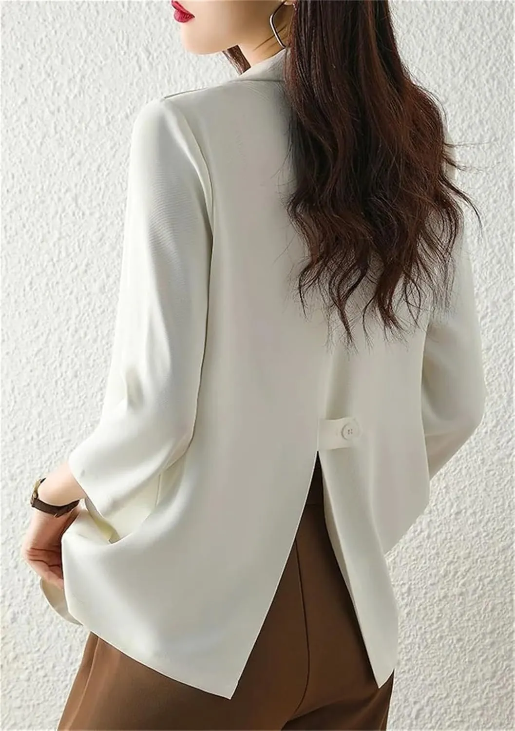Women Solid Blazers Coat Slim Suits Jacket Casual Three-Quarter Sleeve Thin Office Lady Blazer Spring Summer