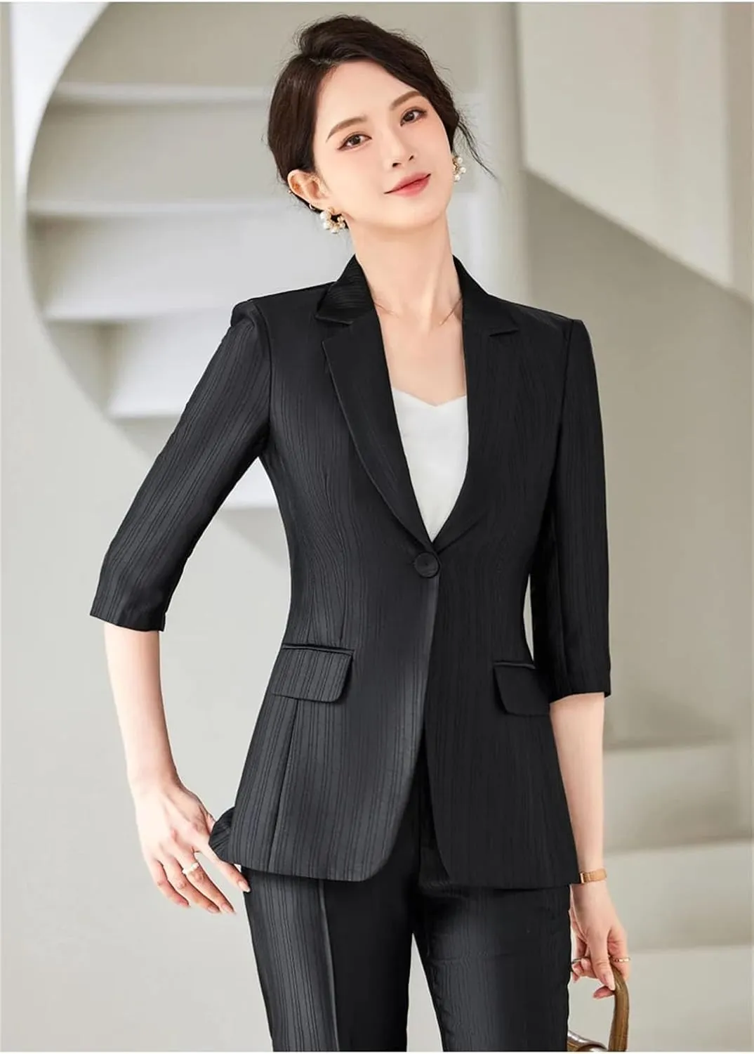 Women Spring Blazer Summer Sunscreen Jacket Office Ladies Thin Cardigan Coat